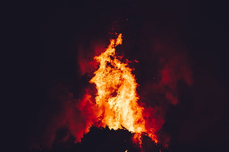 حريق هائل على الغابة ، الطبيعة ، النار ، نار المخيم، خلفية HD HD wallpaper