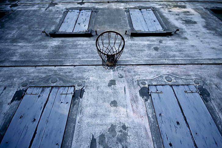 Basketball ring, black basketball hoop, wall, ring, sport, Basketball, HD wallpaper
