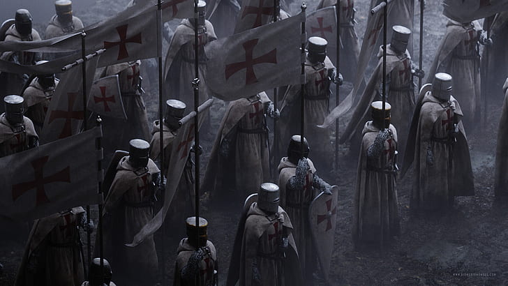 ファンタジー、騎士、旗、十字軍、中世、戦士、 HDデスクトップの壁紙