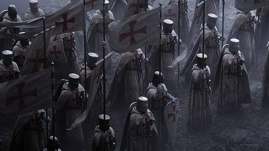  Fantasy, Knight, Banner, Crusade, Medieval, Warrior, HD wallpaper HD wallpaper