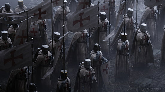 ジャマジュラバエフ、中世、十字軍、十字軍、デジタルアート、騎士、 HDデスクトップの壁紙 HD wallpaper