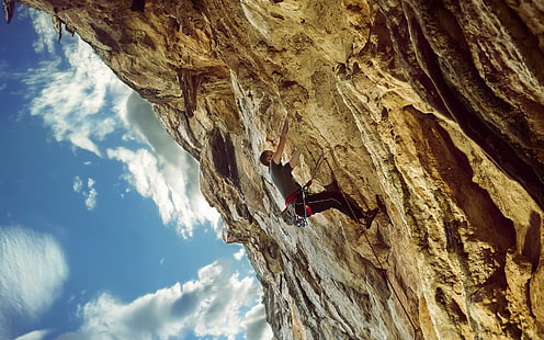 uomo escursioni in montagna, sport, arrampicata, uomini, Sfondo HD HD wallpaper