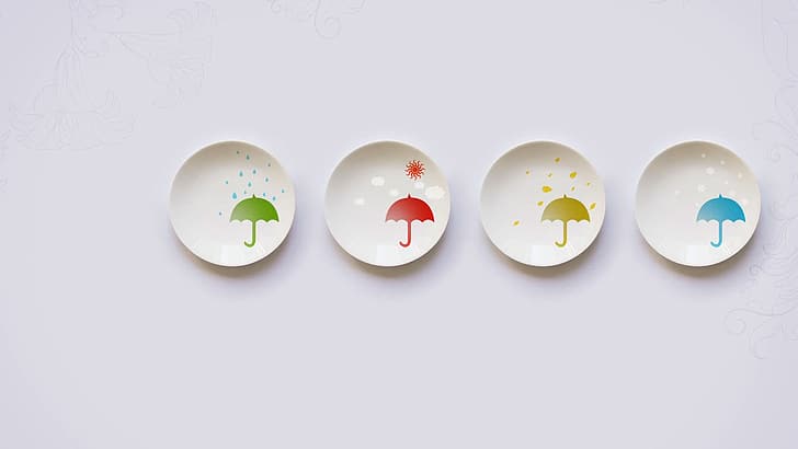 creativity, Four Seasons, plates, HD wallpaper