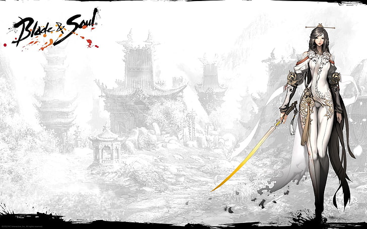 Blade & Soul illustration, Blade & Soul, video games, mmorpg, anime girls, sword, fantasy girl, anime, HD wallpaper