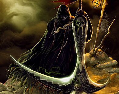 Grim Reaper, crâne, art fantastique, Fond d'écran HD HD wallpaper