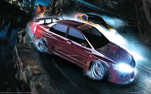 Need for Speed ​​game screenshot ، الجهاز ، الليل ، السباق ، الحاجة إلى السرعة ، الكربون، خلفية HD HD wallpaper