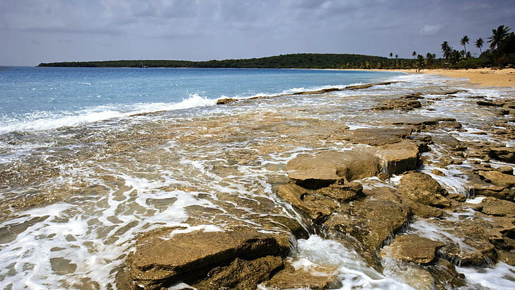 Vieques, Portoryko, brzeg morza, plaże, 1920x1080, ocean, wyspa, Vieques, portoryko, Tapety HD