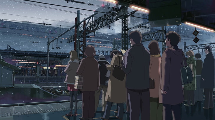 camisa negra con cuello redondo para hombre, 5 centímetros por segundo, anime, Makoto Shinkai, Fondo de pantalla HD