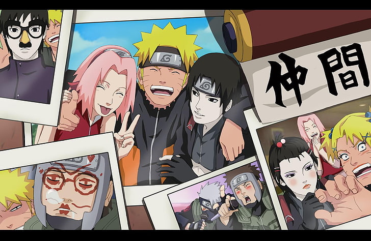 Naruto wallpaper, Naruto Shippuuden, Uzumaki Naruto, Hatake Kakashi, Haruno Sakura, Saï, anime, anime girls, polaroids, Yamato, HD wallpaper