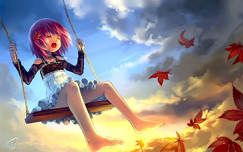 أرجوحة فتاة جميلة 1200x960 Anime Hot Anime HD Art ، ، خلفية HD HD wallpaper