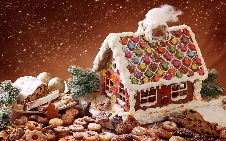 December Festive, christmas bake, gingerbread, biscuit, candyland, HD wallpaper