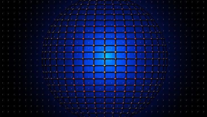 azul, luz, simetría, círculo, esfera, línea, patrón, ilustración, red, 3d, punto, arte digital, arte abstracto, textura, energía, Fondo de pantalla HD