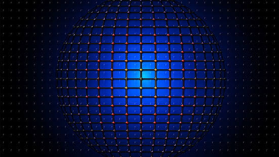 azul, luz, simetría, círculo, esfera, línea, patrón, ilustración, red, 3d, punto, arte digital, arte abstracto, textura, energía, Fondo de pantalla HD HD wallpaper