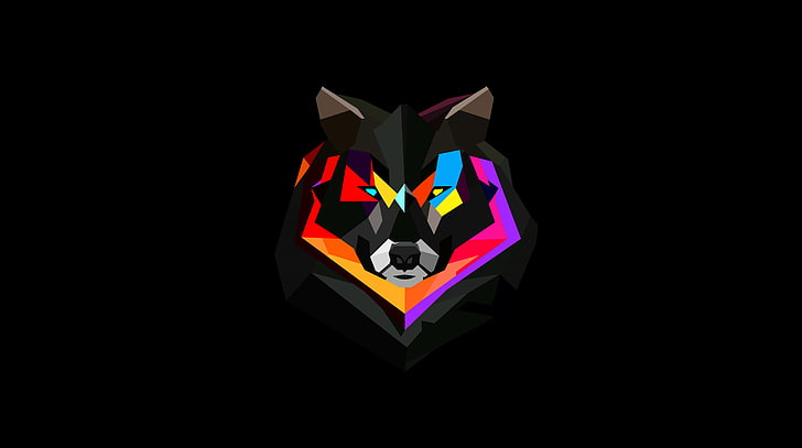 Wolf HD Wallpaper, Aero, Black, Colourful, Wolf, animal, wild, elements, simple, colors, Tapety HD