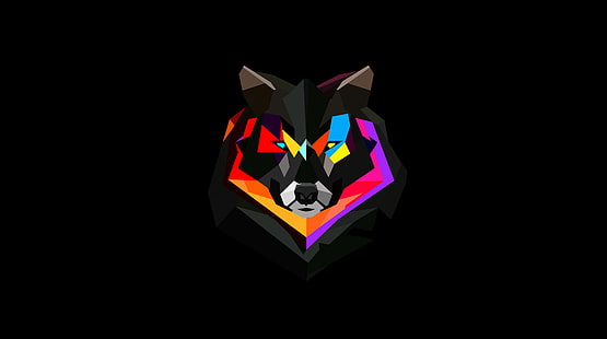 Wolf HD Wallpaper, Aero, Black, Colourful, Wolf, animal, wild, elements, simple, colors, Tapety HD HD wallpaper