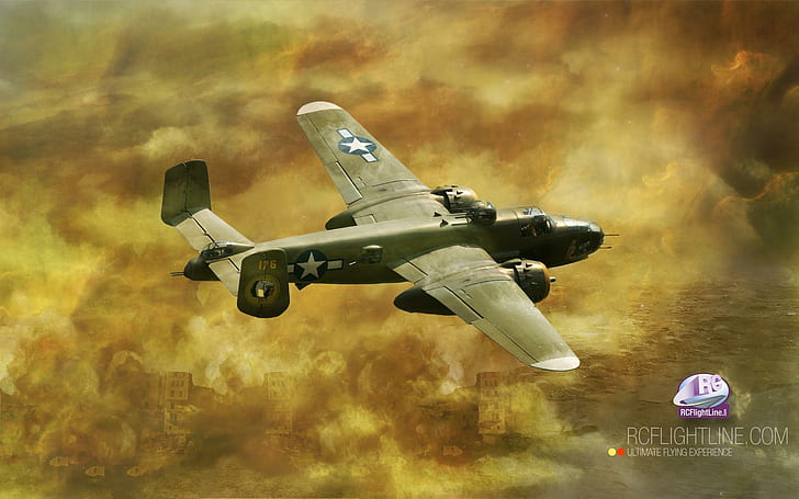 B-25 norte-americano Mitchell, rcflightline, militar, norte-americana, avião, controle remoto, avião, segunda guerra mundial, segunda guerra mundial, HD papel de parede