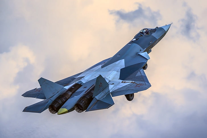 Jet Fighters, Sukhoi Su-57, flygplan, Jet Fighter, Warplane, HD tapet