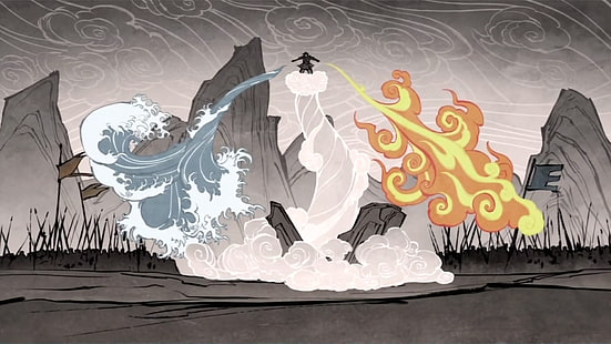 L'opera d'arte di The Last Air Bender, The Legend of Korra, Wan (Legend of Korra), elementi, quattro elementi, Avatar Wan, Sfondo HD HD wallpaper