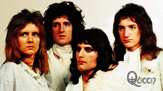  figure, painting, canvas, Queen, Freddie Mercury, Brian May, Roger Taylor, John Deacon, acrylic, HD wallpaper HD wallpaper