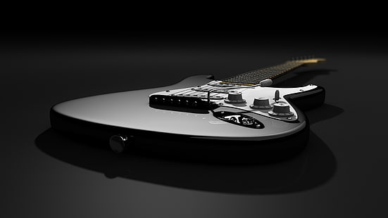 guitarra elétrica branca, sombra, Stratocaster, Fender, Gatara, HD papel de parede HD wallpaper