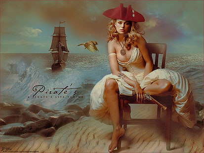 Плакат Пираты Карибского моря, Актрисы, Кира Найтли, Блондинка, Пират, Женщина, HD обои HD wallpaper