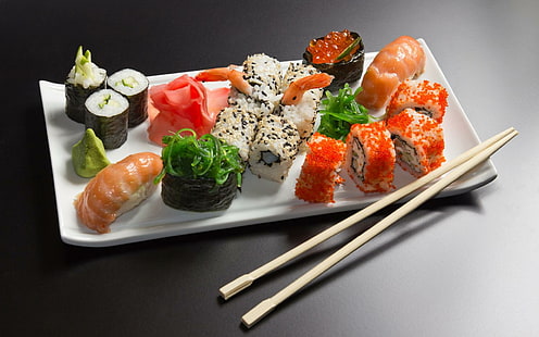 azjatyckie, ryby, jedzenie, japońskie, orientalne, owoce morza, sushi, Tapety HD HD wallpaper