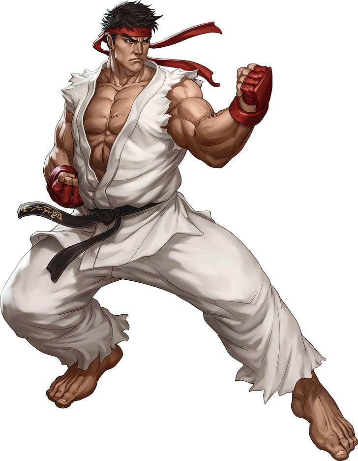 Street Fighter Ryu illustration, Street Fighter, guerrier, Ryu, jeux vidéo, fond blanc, fond simple, Fond d'écran HD, fond d'écran de téléphone