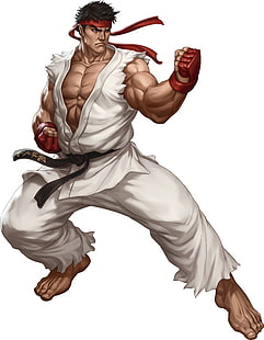 توضيح Street Fighter Ryu ، Street Fighter ، warrior ، Ryu ، ألعاب الفيديو ، خلفية بيضاء ، خلفية بسيطة، خلفية HD HD wallpaper