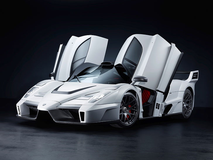voiture de sport blanche Lamborghini, mise au point, Gemballa, Ferrari Enzo, Fond d'écran HD
