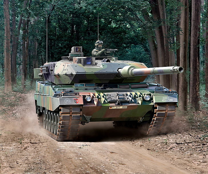 Jerman, Hutan, Leopard 2A6, tank tempur utama, The Bundeswehr, Leopard 2, NATO-I MENGAMBIL, Wallpaper HD