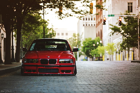 tuning, BMW, röd, E36, HD tapet HD wallpaper