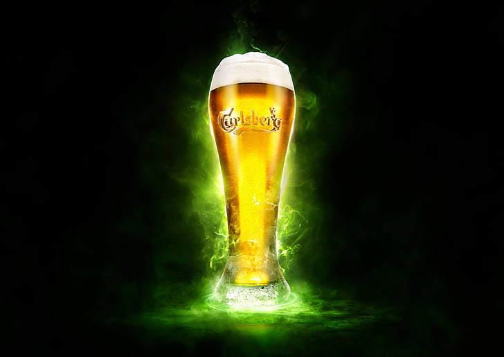 Carlsberg, vaso de cerveza, 4K, Fondo de pantalla HD