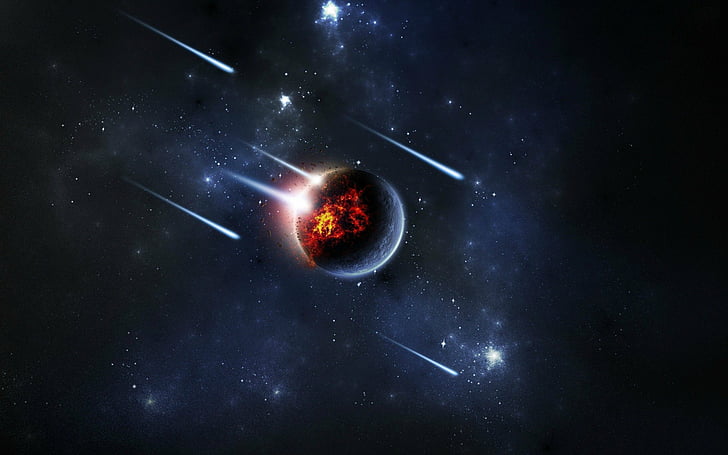 Ciencia ficción, lluvia de meteoritos, Fondo de pantalla HD