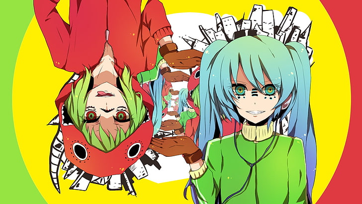 anime, colorful, Vocaloid, Hatsune Miku, Megpoid Gumi, anime girls, HD wallpaper