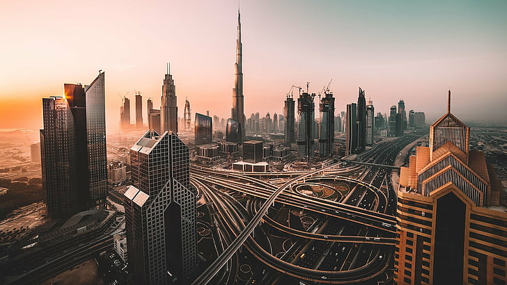 Kota, Dubai, Bangunan, Burj Khalifa, Cityscape, Fog, Wallpaper HD