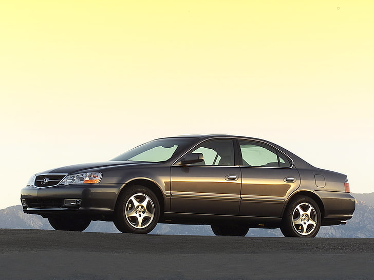 gray Acura 3.2TL sedan, acura, tl, 2002, brown, side view, style, cars, asphalt, mountains, HD wallpaper