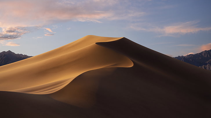 Desert, Dunes, macOS Mojave, Stock, Morning, 5K, HD wallpaper