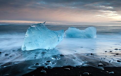 クリスタルブルーの海氷、クリスタル、ブルー、海、氷、 HDデスクトップの壁紙 HD wallpaper