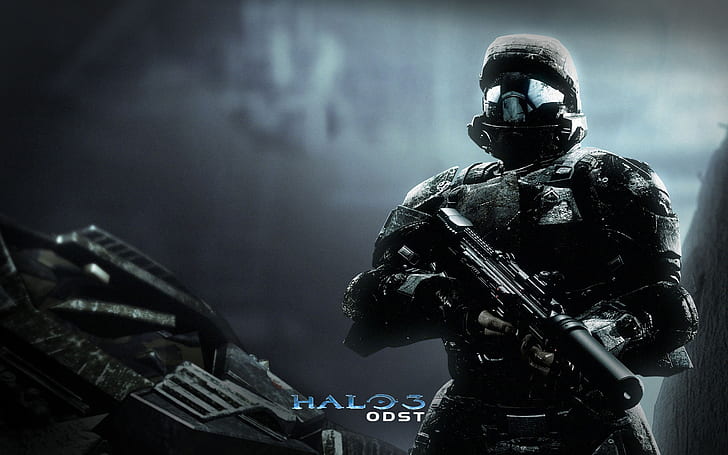 Halo 3 ODST, halo 3 obst tapet, framtid, fiktion, spazce, vapen, HD tapet