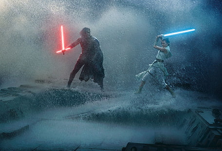 Gwiezdne wojny, Star Wars: The Rise of Skywalker, Kylo Ren, Lightsaber, Rey (Star Wars), Tapety HD HD wallpaper