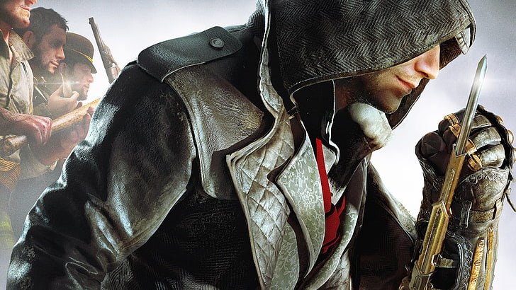 men's black leather zip-up hoodie, hood, gang, Ubisoft, blade, killer, assassins, Assassin's Creed: Syndicate, Jacob Fry, Jacob Frye, HD wallpaper