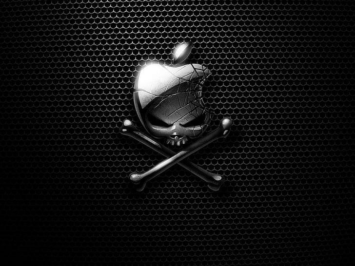 ябълка опасност Apple Evil Technology Apple HD Art, лого, ябълка, Опасност, череп, HD тапет