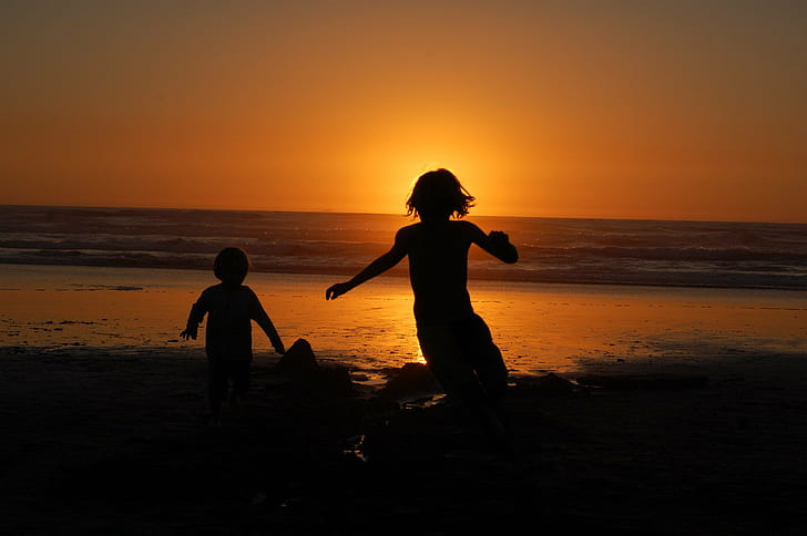 silhouette photo of children playing near seashore, san francisco, san francisco, San Francisco, Sunset, silhouette, photo, children playing, seashore, ray, krejci, memorial, family, ocean beach, kids, sunshine, nature, outdoor  sports, orange  black, walgreens, prints, grampa, tribute, grandpa, child, beach, sea, people, parent, mother, togetherness, childhood, happiness, outdoors, love, toddler, boys, fun, lifestyles, back Lit, baby, small, daughter, playful, females, vacations, joy, girls, cheerful, playing, HD wallpaper
