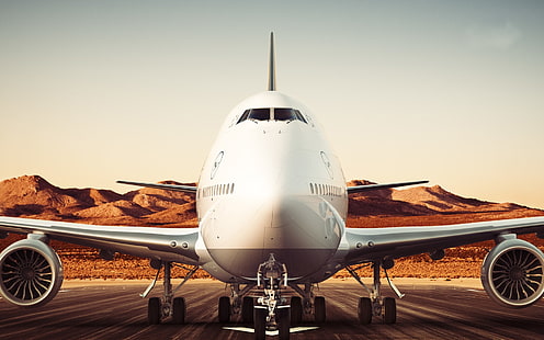 Boeing 747-8 airliner, Lufthansa, airport, Boeing, 747, Airliner, Lufthansa, Airport, HD wallpaper HD wallpaper