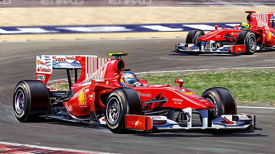 красный и черный RC автомобиль, Фернандо Алонсо, Ferrari, Формула 1, HD обои HD wallpaper