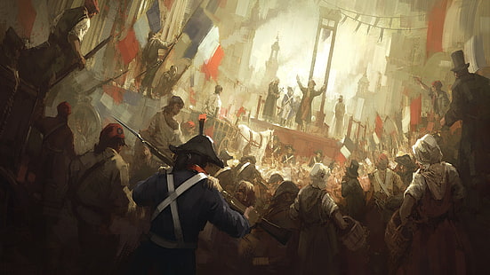 Фэнтези, Мужчины, Франция, Французская революция, Гильотина, HD обои HD wallpaper