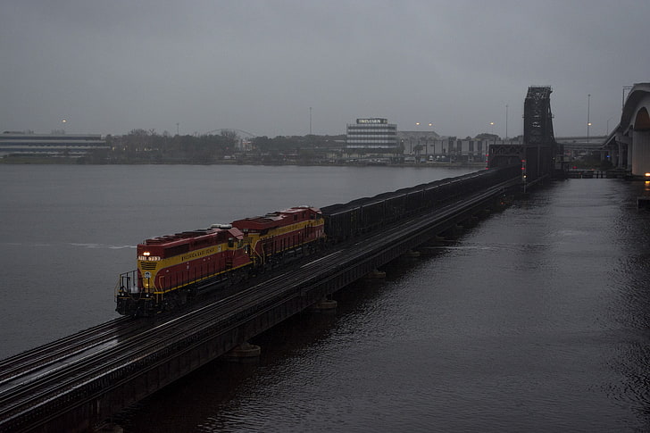 kereta api, lokomotif diesel, jembatan, Wallpaper HD