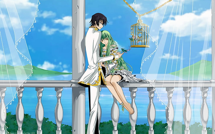 Anime Illustration, Code Geass, Junge, Mädchen, Zärtlichkeit, Käfig, HD-Hintergrundbild