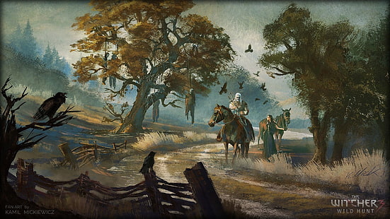 The Witcher Wild Hunt, artwork, The Witcher, The Witcher 3: Wild Hunt, jeux vidéo, Fond d'écran HD HD wallpaper
