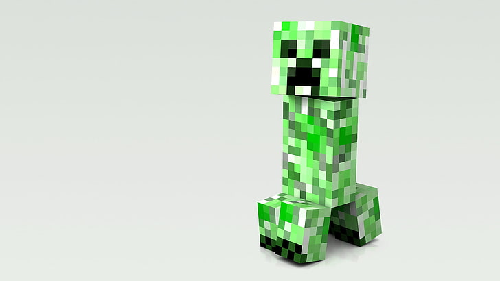 зеленая иллюстрация Minecraft Creeper, майнкрафт, кубики, люди, человек, HD обои